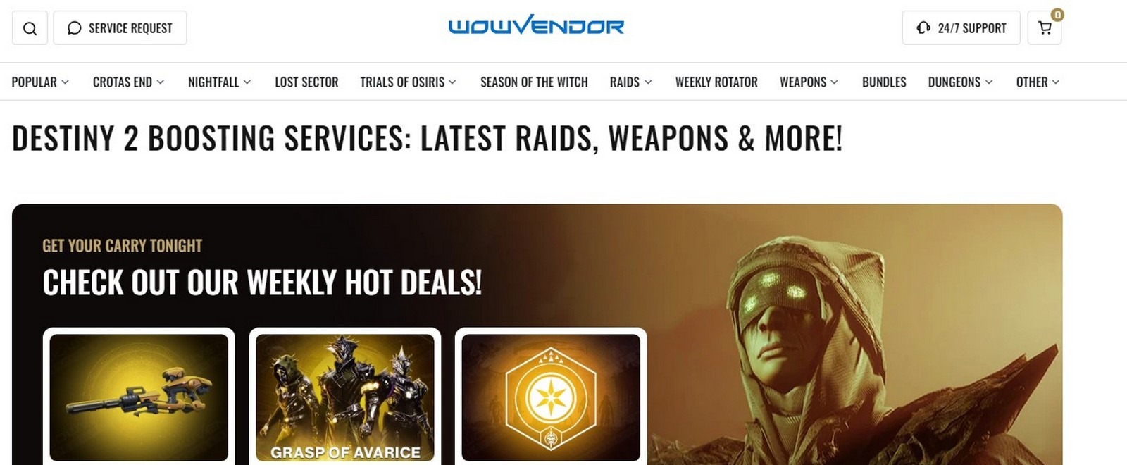 WowVendor provides support for Destiny 2