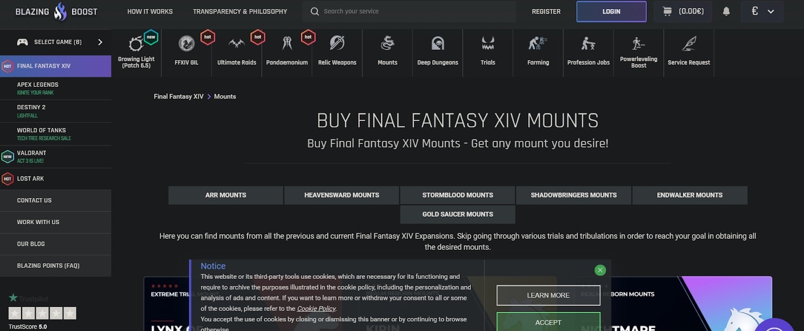 BlazingBoost.com is a distinct choice for the best FF14 Mounts seller