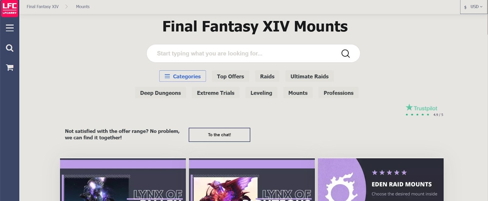 LFcarry.com emerges as a notable platform for the best FF14 Mounts selling site