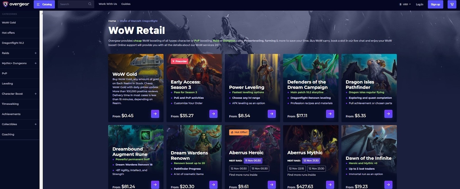 Overgear allows players to purchase a wide range of virtual goods and currencies for WoW Cataclysm at highly competitive prices