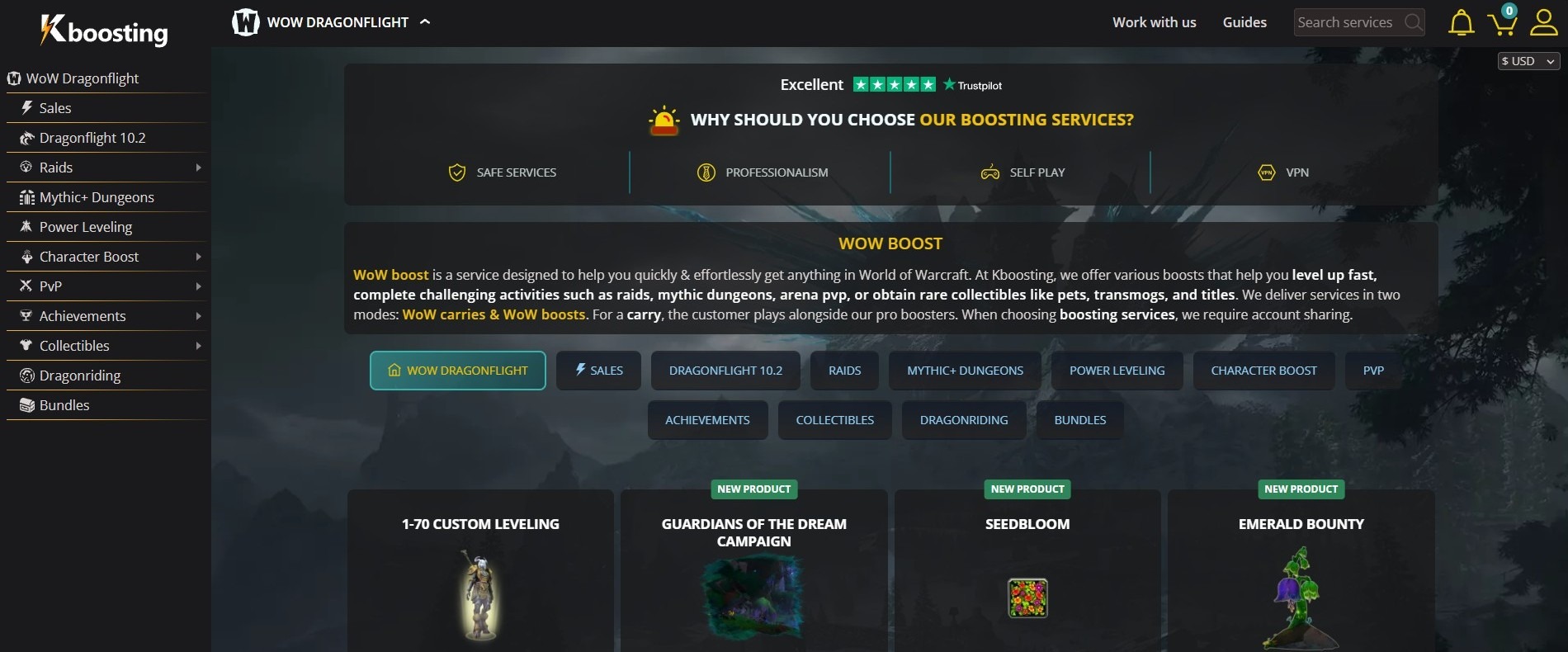Kboosting.com is a WoW boosting site that cannot impress with its website design